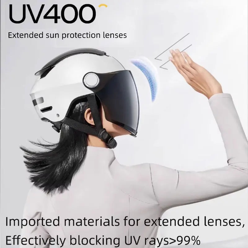 BIBEE Electric Bike Helmet Summer Breathable Electric Motorcycle Open Face Helmet Men Women Dual Lenses Jet Scooter Half Helmets